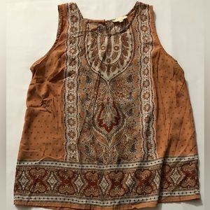 Women Lucy & Laurel Size L Brown And Cream Color Sleeveless Top - 0730
